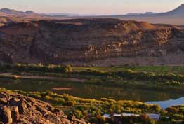 View of Vioolsdrift, a small border town in Northern Cape, South Africa, near the Namibian border