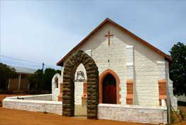 Historic parsonage and church at Leliefontein in the Northern Cape