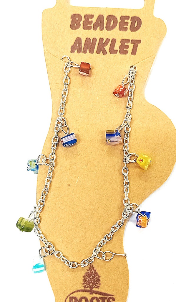 ROC Multi Stone Silver Anklet