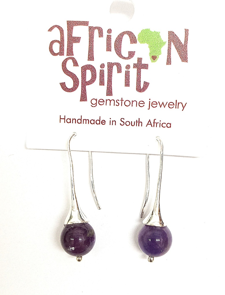 African Spirit Amethyst Drop Earrings