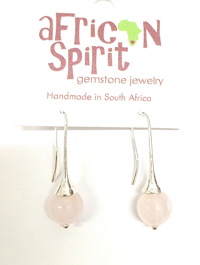 African Spirit Rose Quartz Drop Earrings