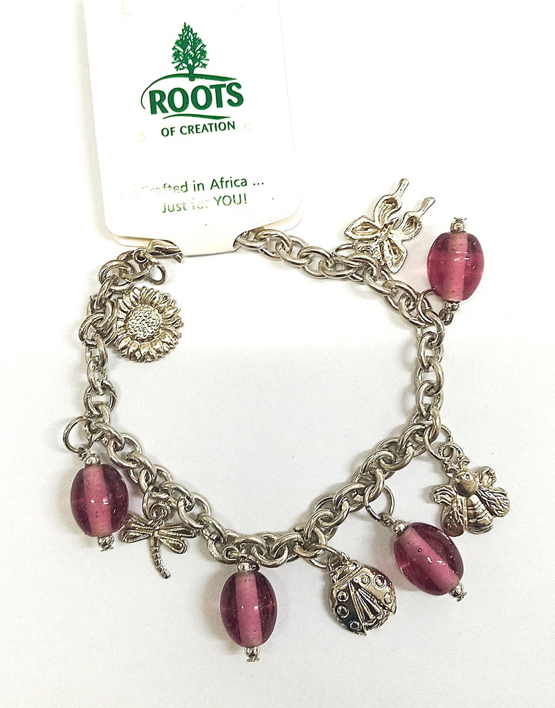 ROC Glass Bead Charm Bracelet